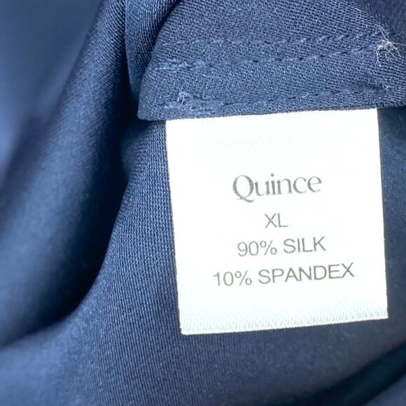 NWT Quince Washable Stretch Silk Tee Navy Blue Top XL Minimalist - Picture 5 of 7